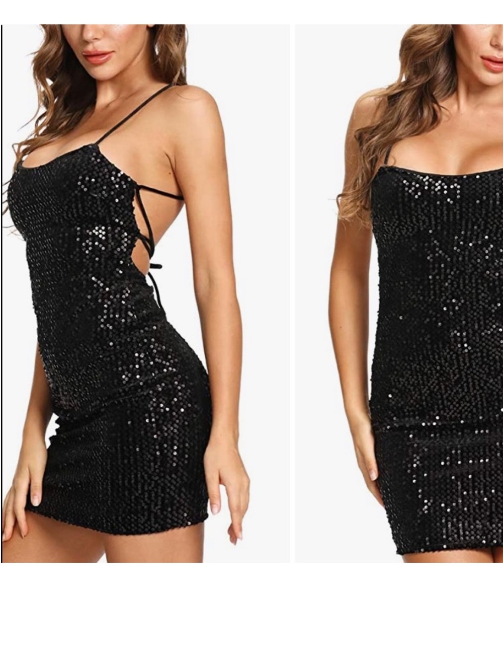 Sugar Poison Black Sequin Mini Dress with Cross Back Straps Size S NWT